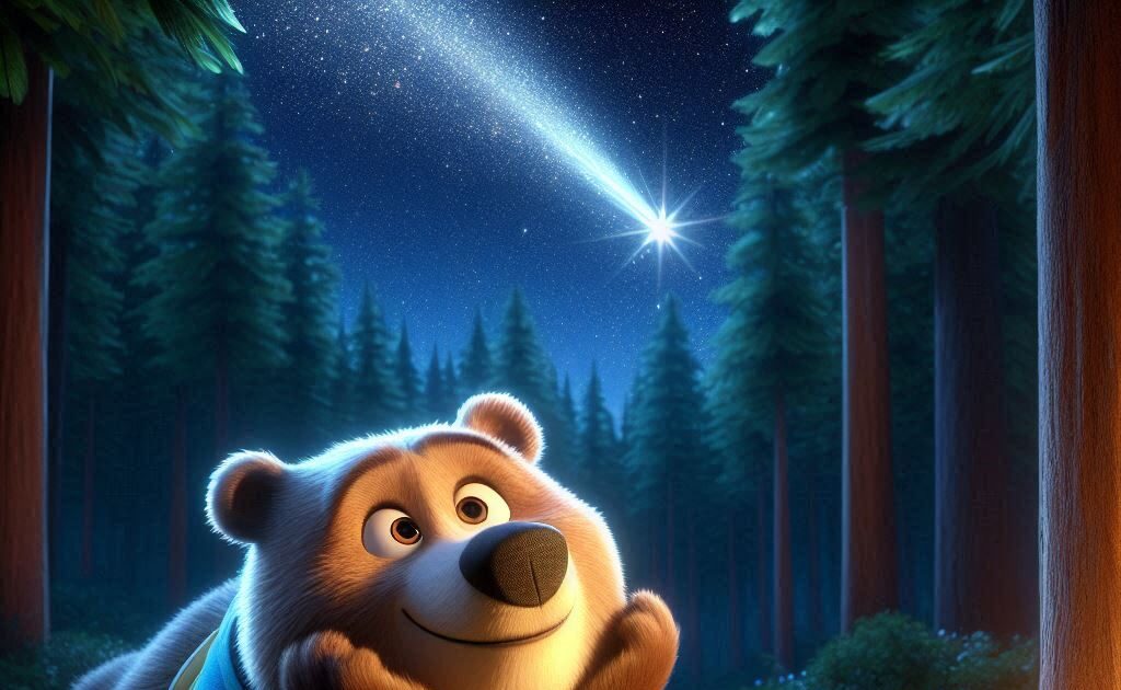 História encantada do ursinho Tito e sua amiga estrela cadente. Uma linda história para dormir e sonhar com o céu estrelado.