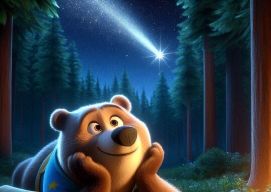 História encantada do ursinho Tito e sua amiga estrela cadente. Uma linda história para dormir e sonhar com o céu estrelado.