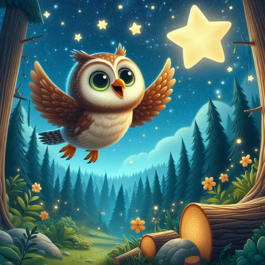 Descubra a aventura mágica da coruja Luzia em busca da Estrela da Noite, uma história encantada para uma noite tranquila de sono.