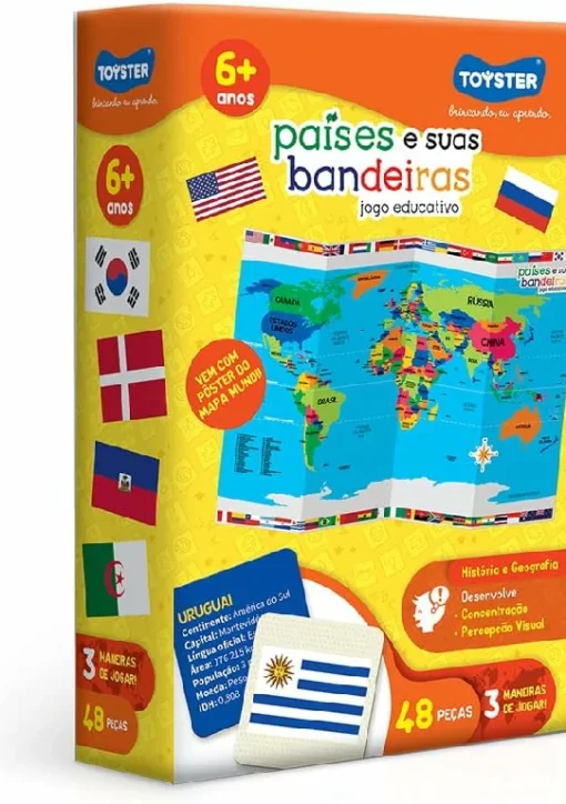 Países e suas Bandeiras - Jogo Educativo da Toyster Brinquedos