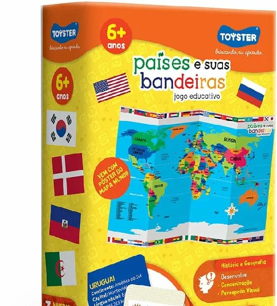 Países e suas Bandeiras - Jogo Educativo da Toyster Brinquedos