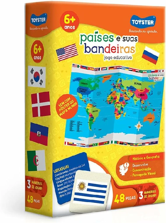 Países e suas Bandeiras - Jogo Educativo da Toyster Brinquedos